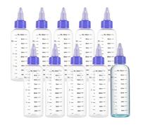 BENECREAT 10 Confezione Da 100 ml di Flaconi di Plastica Da Spremere con Scala PET Trasparente Blu con Tappo A Vite Flaconi di Erogazione Graduati per Inchiostro Liquido, Oli, Gel, Colla