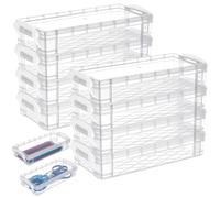 BENECREAT 10 Confezione di Scatola di Plastica di Grande Capacità, Organizzatore Impilabile Bianco Da 21.6x10x4.6cm per Articoli Artistici, Organizzatore di Stoccaggio, Scrivania Da Ufficio