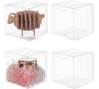 BENECREAT 10 Pack Scatole Pieghevoli Scatola in Plastica 12x12x12cm Contenitore Regalo Trasparente Contenitore in Cioccolato Dolce per la Festa di Compleanno di Nozze