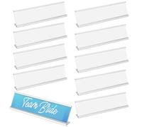 BENECREAT 10 Porta Targhetta Da Scrivania In Alluminio, Porta Targhetta Da Ufficio Da 20x2.5x5cm per Conferenze In Ufficio, Sala Riunioni O Altro Evento Aziendale, Platino