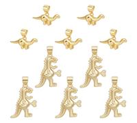 BENECREAT 10 pz 2 stili Ciondoli Dinosauro In Ottone, Ciondolo A Forma di Animale 18D Placcato Oro 3K per La Creazione di Gioielli, Gocce di Ottone per Collana, Accessori di Gioielleria per Bracciale
