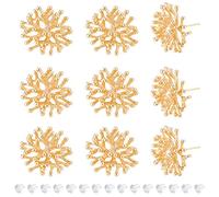 BENECREAT 10 pz Risultati per Orecchini di Rami di Corallo Placcati Oro 18K Reali, Borchie per Orecchini Piatti in Ottone con 30 Pezzo di Dadi per Orecchie, Foro: 1.2 mm