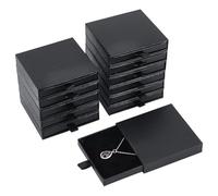 BENECREAT 10 pz. Scatola Portagioie In Cartone con Cassetto, Scatole Regalo Nere per Gioielli Da Donna per Anelli, Orecchini, Bracciali, Collane, Gioielli Regalo, 9x9x1.7cm
