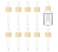 BENECREAT 10 set Contagocce In Vetro, Contagocce per Olio con Coperchio Rotante A Pressione Da 20 ml, Pipetta Contagocce In Vetro con Venature In Finto Legno per Flaconi di Olio Essenziale