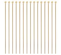 BENECREAT 100 pezzi di perni a testa sferica in ottone placcato oro 18K, perni a testa di filo da 20 gauge (0,8 mm) per la creazione di gioielli, orecchini e bracciali