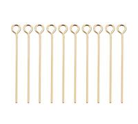 BENECREAT 100PCS Chiodini Occhiello Chiodini da Bigiotteria Perno Placcato 18K Oro Reale Eye Pin di Ottone per Monili Design Creazione di Gioielli Bracciali Collane Catene 30x0.7mm