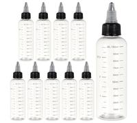 BENECREAT 10PZ 100ml Bottiglie di spremitura in plastica trasparente con scala e tappo a torsione nero Bottiglie di erogazione per inchiostro liquido, oli, gel, colla
