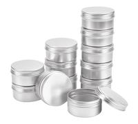 BENECREAT 12 Pack 80ml Lattina di Alluminio Scatola Rotonda in Alluminio con Tappo a Vite Contenitori in Metallo - Ideale per Conservare Spezie, Dolci, Tè o Pillole (Platino)