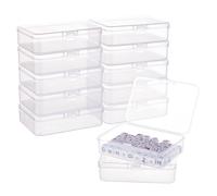 BENECREAT 12 Pack Scatola Contenitori Rettangolari di Plastica Trasparente per Contenitori di Contenitori di Perline con Coperchi Flip-up per Articoli, Pillole, Erbe, Microsfere - (9.4cmx6.4cmx2.6cm)
