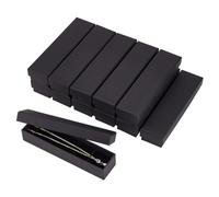 BENECREAT 12 Pack Scatola Nera di Gioielli in Cartone per Collana 18x4,5x3cm Scatola di Carta Kraft Scatola Regalo per Gioielli Lunghi con Spugna per Gioielli, Collana