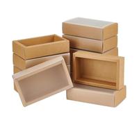 BENECREAT 12 Pezzi Scatola Rettangolare in Cartone Kraft 17x10x4cm Cassetto con Coperchio in Plastica Opaca per Feste, Regali