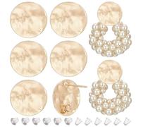 BENECREAT 12 pezzo di Orecchini A Bottone Rotondi In Ottone Placcato Oro Reale 18K, 15 mm, con 30 dadi per Orecchie, per Orecchini Fai Da Te, Gioielli, Artigianato, Forniture