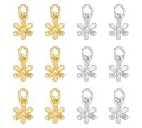 BENECREAT 12 pz Ciondoli A Forma di Fiore In Ottone Placcato Oro 18K e Platino, Ciondoli Pendenti con Anelli di Congiunzione per Realizzare Bracciali, Collane e Orecchini, Fai Da Te