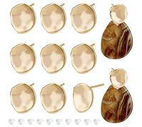 BENECREAT 12 pz Orecchini a Bottone Placcati in Oro Vero 18K, Componenti per Orecchini con Anelli Verticali, 40 Dadi in Plastica per La Creazione Fai Da Te di Gioielli, Foro: 1.2 mm