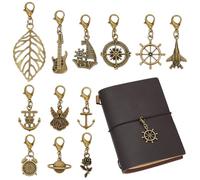 BENECREAT 12 Stile di Ciondoli Vintage per Taccuino Da Viaggio, Ciondoli In Lega Dorata Antica con Fermagli A Moschettone per Collana, Portachiavi, Taccuino