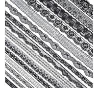 BENECREAT 15 Rolls 34.29m Black Floral Pattern Tessuto Pizzo Nastro dal Rotolo per Invito a Nozze, Carte, Decorazione, Cucito, Fiocco per Capelli, Confezione Regalo, Formato Misto