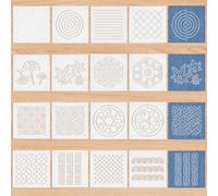 BENECREAT 16 pz. Stencil Sashiko In Plastica con Stili Misti, Strumento per Ricamo Da 13x13cm, Modello di Linea di Disegno per Trapuntatura A Mano e Ricamo, 0.3mm di Spessore