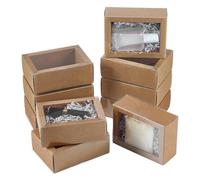 BENECREAT 16 Scatola per Cassetto In Carta Kraft, Scatole di Cartone Rettangolari Da 11.1x8.2x4.2cm con Finestra per Confezioni Regalo, Gioielli, Artigianato e Feste di Nozze