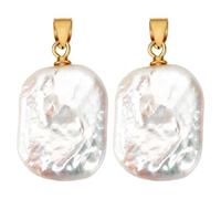 BENECREAT 2 Ciondolo con Perla Barocca, Ciondoli con Perle Naturali e Gancio In Argento, Perle Color Bianco Crema per La Creazione di Gioielli Fai Da Te, Lacrima