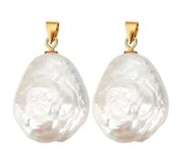 BENECREAT 2 Ciondolo con Perla Barocca, Perle Naturali e Gancio In Argento, Perle Color Bianco Crema per La Creazione di Gioielli Fai Da Te, Lacrima