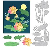 BENECREAT 2 pezzi Fustelle per Taglio, Modelli di Stampo di Gesso in Acciaio al Carbonio a Forma di Libellula e Foglia di Loto di Ninfea per Foto di Album, Spessore: 0,8mm