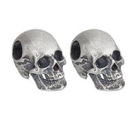 BENECREAT 2 pz Perline A Forma di Teschio In Argento Sterling 925, Ciondoli A Forma di Teschio con Foro Da 1.8mm, Perline Distanziatrici A Forma di Scheletro per Realizzare Collane e Braccialetti