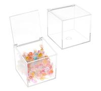 BENECREAT 2 scatole acriliche trasparenti con coperchio, 1 cm, in acrilico, resistente alla polvere, organizer durevole con coperchio a cerniera, per confezione regalo in casa