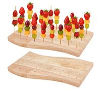 BENECREAT 2 Supporto per Spiedini In Legno A 45 fori, Espositore Porta Spiedini A Forma di Onda Da 30x16.7cm per Feste di Compleanno, Barbecue, Matrimoni O Vacanze, 18mm di Spessore