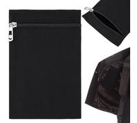 BENECREAT 2 Tasca Laterale Da Cucire con Cerniera, Tasca Nascosta In Tela Nera per Giacche, Felpe, Accessori Da Viaggio, 18.8x12.5x0.3cm