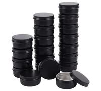 BENECREAT 20 Pack 50ml Contenitore cosmetico Rotondo in Alluminio con Tappo a Vite - Ideale per conservare Piccole Cose (Nero)