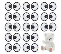 BENECREAT 20 paio di Bende per Occhi di In Bianco e Nero, Toppe Termoadesive In Tessuto Da Ricamo In Poliestere, Occhi di Cartone Animato Accessori per Costumi per Giacche