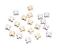 BENECREAT 20 PCS Perlina a Forma di Croce Placcato Platino e Oro Reale per Accessori Artigianali Gioiello Fai-da-Te Colore a Lunga Durata, 8x8x3mm 10 Pezzi/Colore