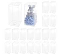 BENECREAT 20 pz Scatole Portaconfetti In PVC Trasparente, Contenitori In Plastica Trasparente Rettangolari Da 8x8x18cm per Natale, Matrimonio, Partito, Bomboniere per Compleanni