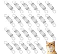 BENECREAT 24 pezzi di Targhetta in Silicone per Cani e Gatti,Etichette Identificative per Animali Domestici, Etichette Personalizzate per Cani e Gatti, Collare per Animali(Bianco)