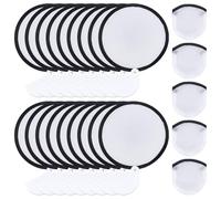 BENECREAT 24 pz Ventilatore A Disco Volante Pieghevole Bianco da 25cm con Maniglia e Borsa, Ventagli in Nylon per Sublimazione per Bomboniere di Nozze e attività All'Aperto