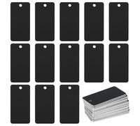 BENECREAT 25 pz Grezzi per Incisione In Alluminio, Etichette Rettangolari In Metallo Da 7.7x5.1cm, Etichette Personalizzate con Foro, Nero