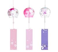 BENECREAT 3 Colori Campanelli Eolici Giapponesi, Rosa Rossa, Roso, Campanelli A Vento Romantici In Ciliegio Viola, Ciondoli In Vetro Fatti A Mano per La Festa Del Matrimonio, Home Decor