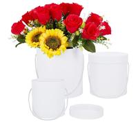 BENECREAT 3 pz Scatole Regalo Rotonde Bianche, Scatole per Cappelli con Coperchi per Composizioni Floreali e Bouquet di Fiori, Damigella D'Onore, Proposta, Matrimonio, Compleanno, Partito