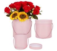BENECREAT 3 pz Scatole Regalo Rotonde Rosa, Scatole per Cappelli con Coperchi per Composizioni Floreali e Bouquet di Fiori, Damigella D'Onore, Proposta, Matrimonio, Compleanno, Partito