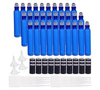 BENECREAT 30 Pack 10ml Roll on Vuoto per Oli Essenziali Bottiglia Blu di Vetro con 4 Imbuti e 10 Contagocce in Plastica per Profumo, Olio Essenziale, Aromaterapia