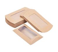 BENECREAT 30 PCS Scatole per Cuscini in Carta Kraft Marrone con Finestra Trasparente, Scatola per Dolciumi Scatola Regalo per, Compleanno e Festa di Matrimonio