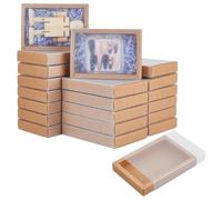 BENECREAT 30 pezzi Scatola Regalo con Cassetto in Carta Kraft, Scatole di Carta con Coperchio Scorrevole in Plastica Traslucida per Bomboniere, Lavori Fai Da Te, 13.8x9.7x2.5 cm