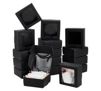 BENECREAT 30 pz Scatole Regalo con Finestra In PVC Trasparente, Scatola di Carta Kraft Nera per Regali di Nozze, Caramelle, Piccoli Mestieri, 9.1x9.1x4cm