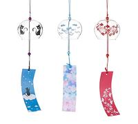 BENECREAT 3PCS Campanelli Eolici Giapponesi Campane A Vento In Vetro Rosso/Blu/Nero Pendenti Fatti A Mano per Regali di Compleanno e Decorazioni per La Casa