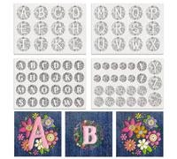 BENECREAT 4 Foglio 72 Pezzi Fiore AZ Lettera Numero Stabilizzatori Solubili in Acqua per Cucire A Mano, Stabilizzatori per Ricamo A Strappo con Alfabeto per Ricamo, Scolpisce, Shirts, Cappotti, Borse