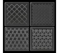 BENECREAT 4 pz Stencil Acrilico Sashiko, Modello di Linea di Disegno per Strumento Da Ricamo In Acrilico Croce Da 12x12 cm per Quilting e Ricamo A Mano, 2.5 mm di Spessore