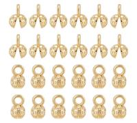 BENECREAT 40 pz. Punte per Perline A Conchiglia Placcate In Oro 18K, Perline di Copertura In Ottone Dorato, Terminali A Catena Calotte Terminali, Coprinodo per Collana, Bracciale, Risultati Fai Da Te