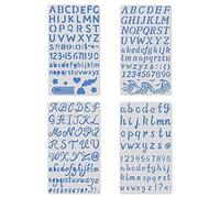 BENECREAT 4PCS 17,5x10cm Lettera Numero Metallo Stencil Maiuscole e Minuscole Template per sculture in legno, disegni e sculture in legno, incisioni e progetti di scrapbooking