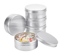 BENECREAT 5 Pack 250ml Lattina di Alluminio Scatola Rotonda in Alluminio con Tappo a Vite Contenitori in Metallo - Ideale per Conservare Spezie, Dolci, tè o Pillole (Platino)