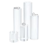 BENECREAT 5 pz 5 Stili Acrilico Trasparente Cubo Espositore 3/5/8/10/12 cm Trasparente Cilindro Solido Blocchi Espositivi per Fotografia Boutique Gioielli Cosmetici Artigianato Armadio Spettacolo